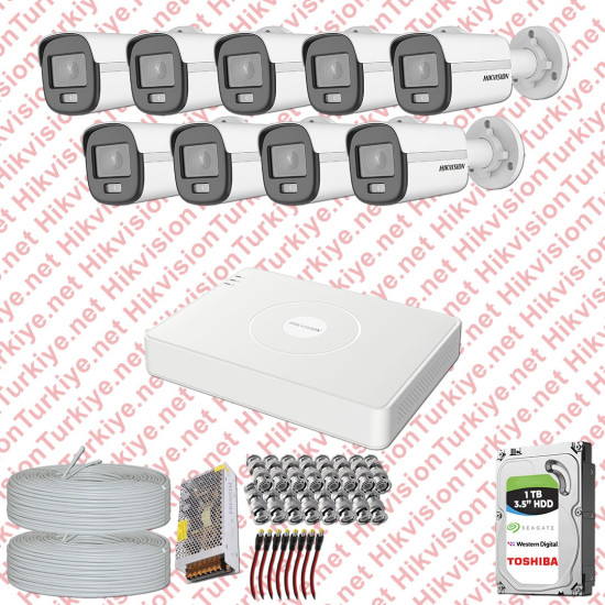 Hikvision Colorvu Gece Renkli 09 Kameralı Set 1TB Hdd